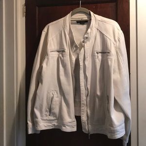 White denim motto jacket with silver zippers 22/24